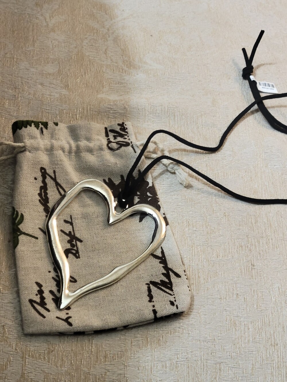 Free People Silver Heart Sketch Necklace